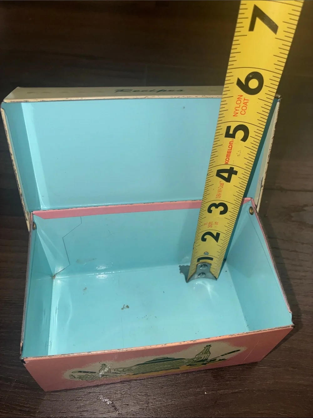 Vintage Recipes Tin Box Recipe Box Yellow Pink 50’s Retro VTG METAL OHIO ART USA